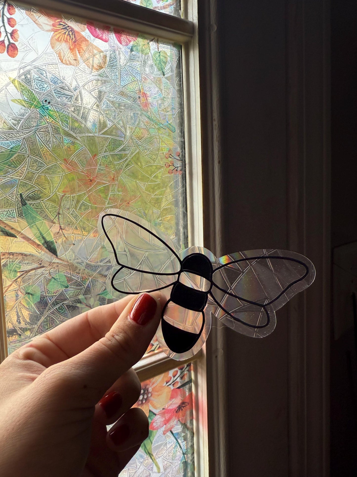 Honeybee Suncatcher | Bee Window Sticker | Suncatcher Window Cling | Rainbow Window Decal
