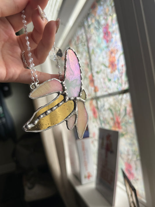 Peeled Banana Stained Glass Suncatcher | Banana Car Accessory Suncatcher