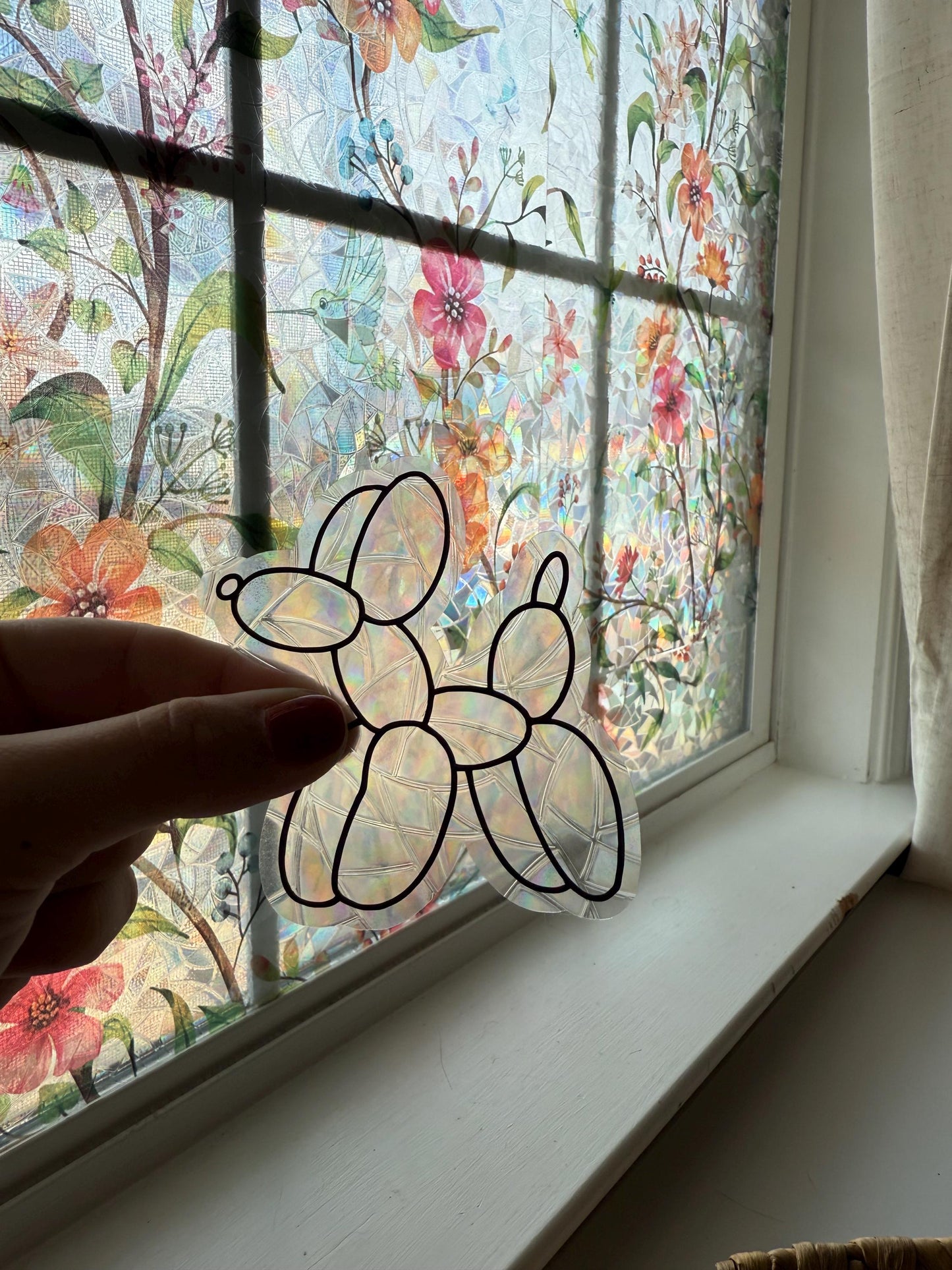 Balloon Animal Suncatcher | Dog Window Sticker | Suncatcher Window Cling | Rainbow Window Decal