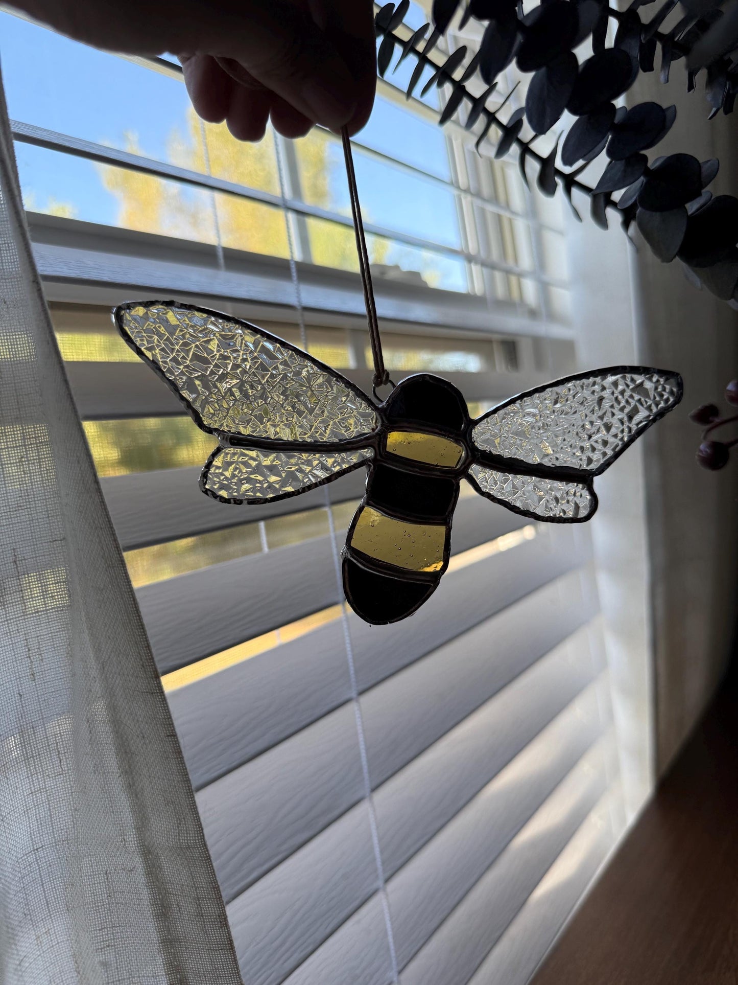 Honey Bee Stained Glass Suncatcher| Bumblebee Suncatcher | Honey Bee Window Decor