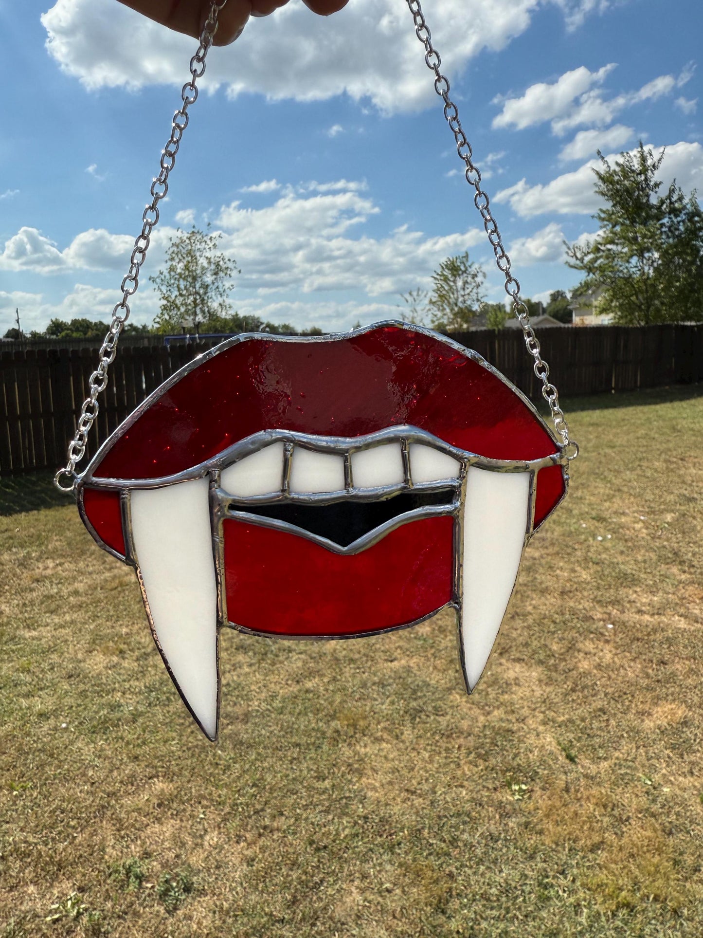 Juicy Vampire Lips Stained Glass Suncatcher/ Gothic Decor