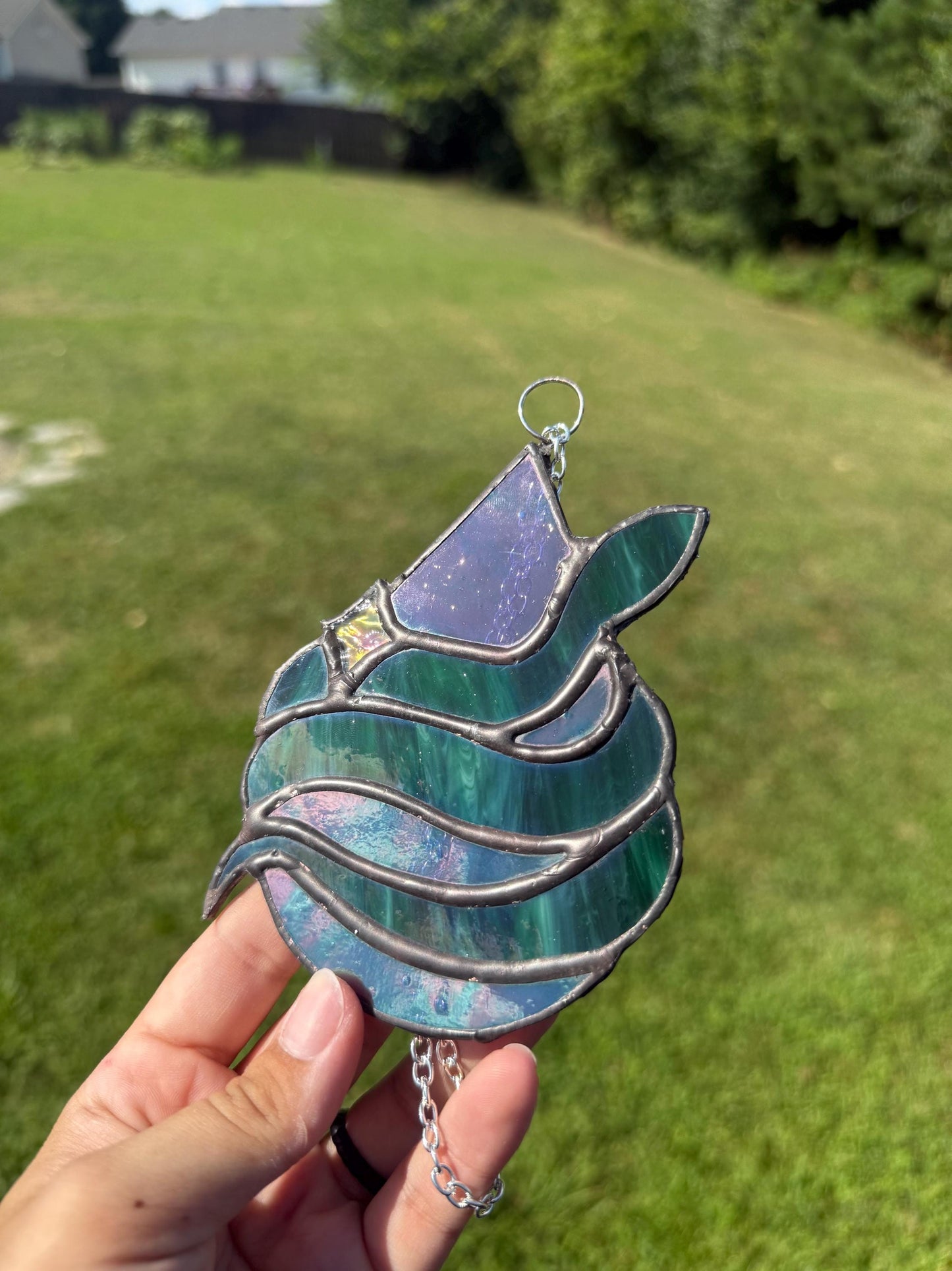 Raindrop Snake Stained Glass Suncatcher | Hand Cut Glass Art