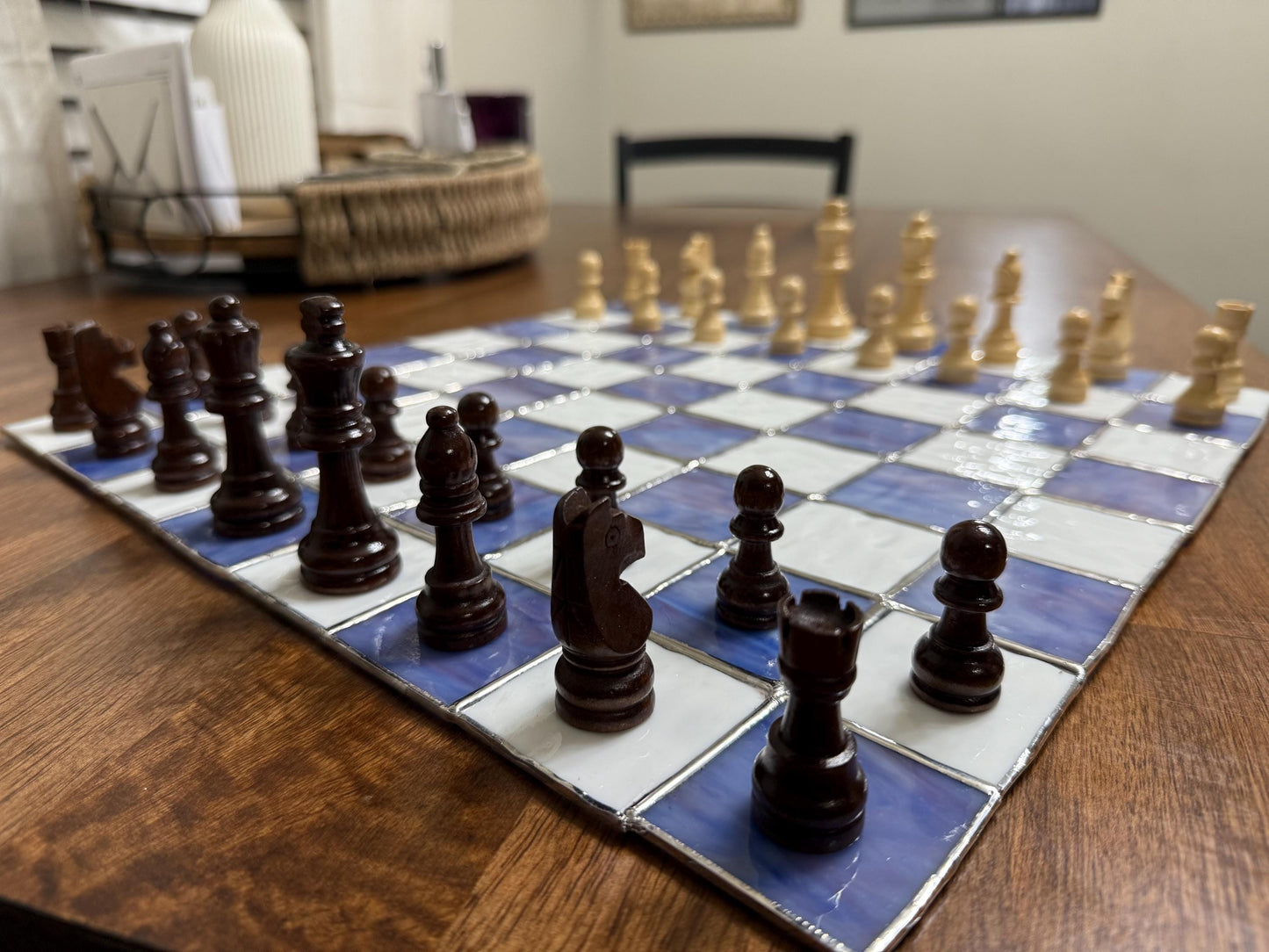 Retro Galaxy Stained Glass Suncatcher Chess Board