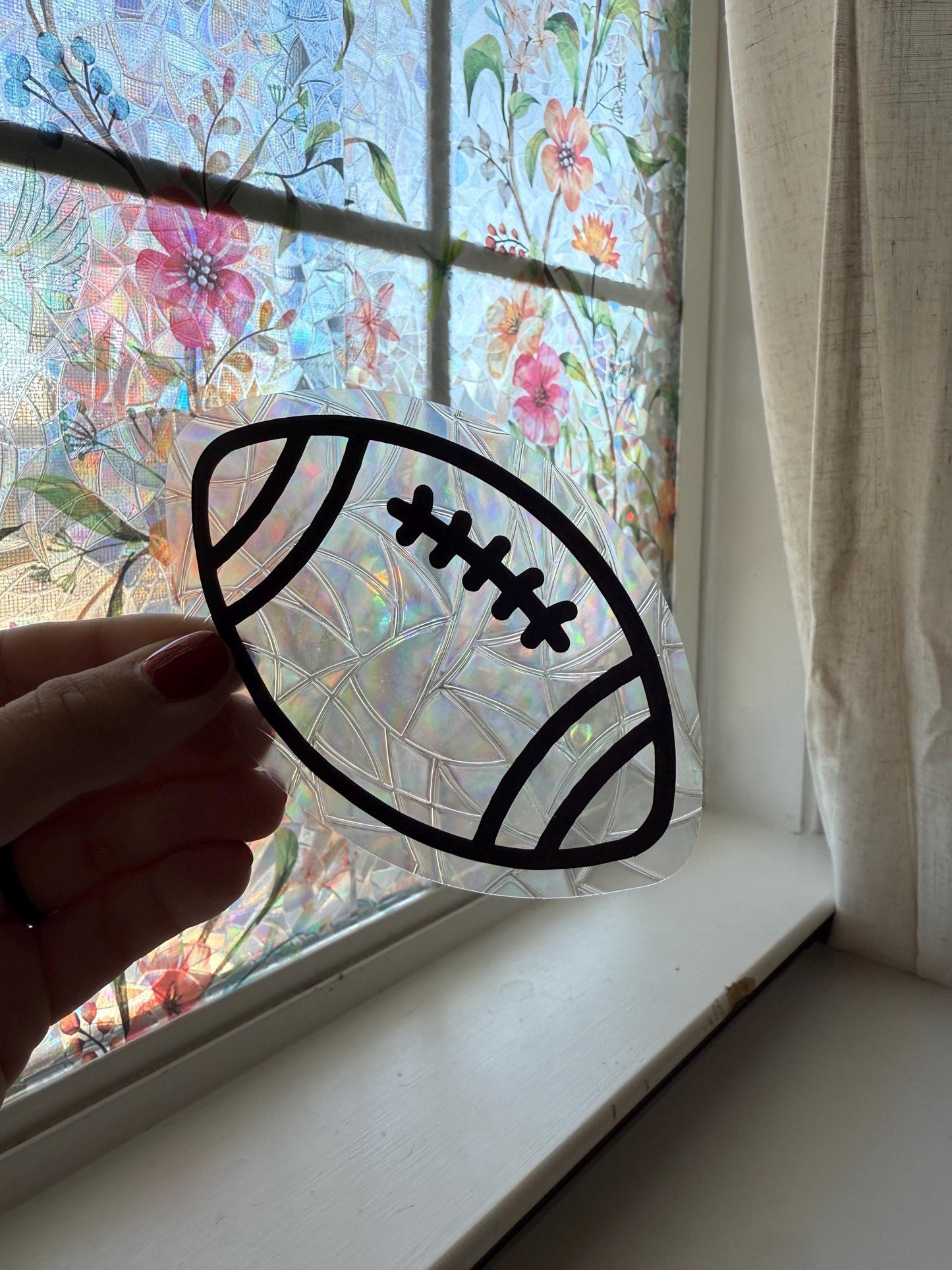 Football Suncatcher | Sports Window Sticker | Suncatcher Window Cling | Rainbow Window Decal