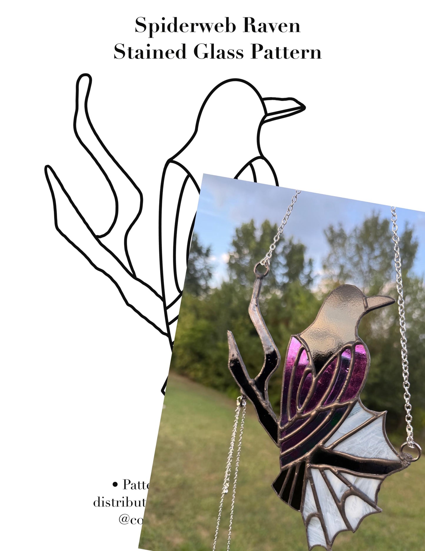 Spiderweb Raven Stained Glass Pattern