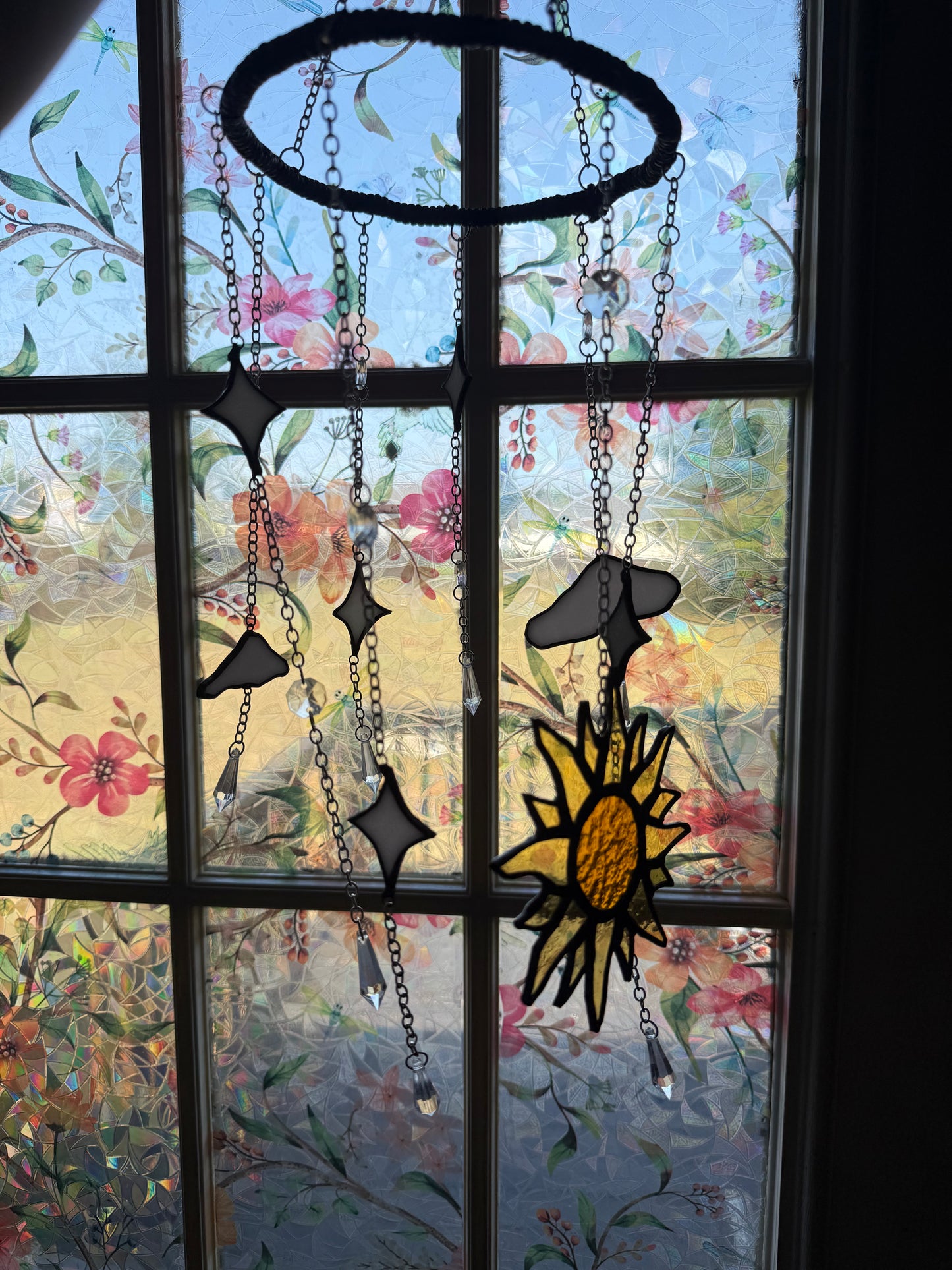 Sun and Stars Stained Glass Windchime