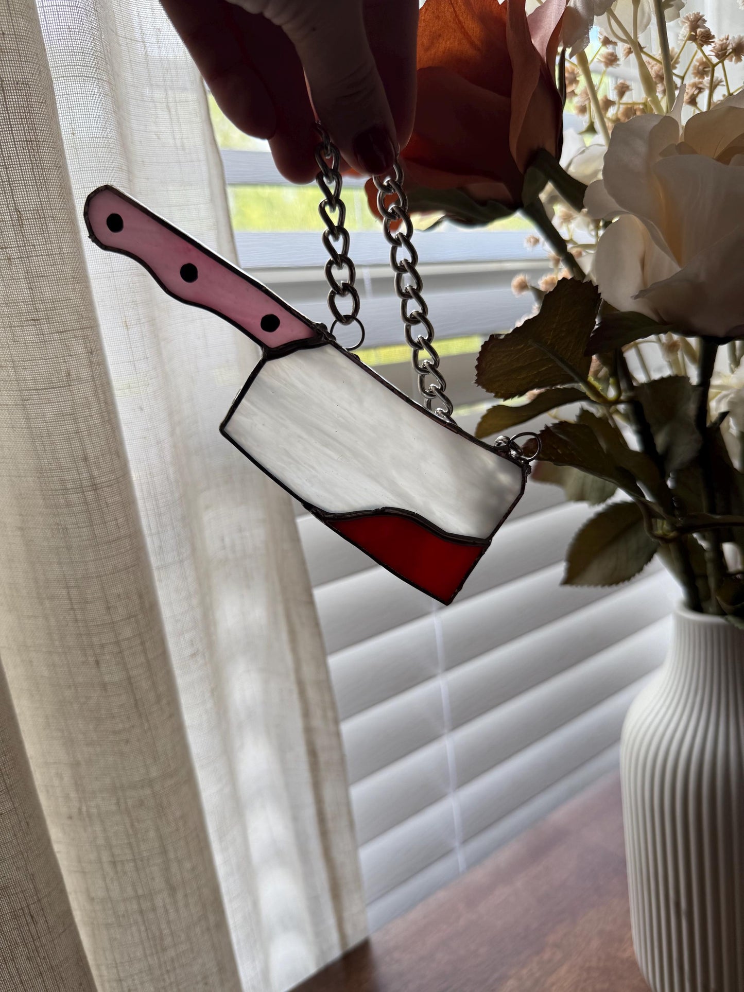 Bloody Knife Stained Glass Suncatcher | Goth Babe Decor