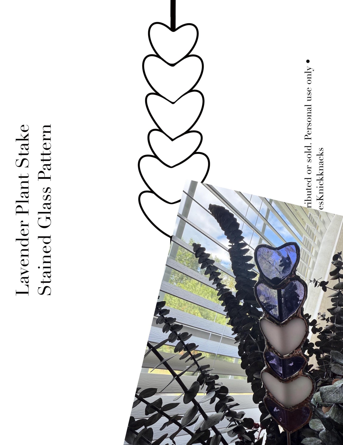 Lavender Sprig Stained Glass Pattern - Plant Stake