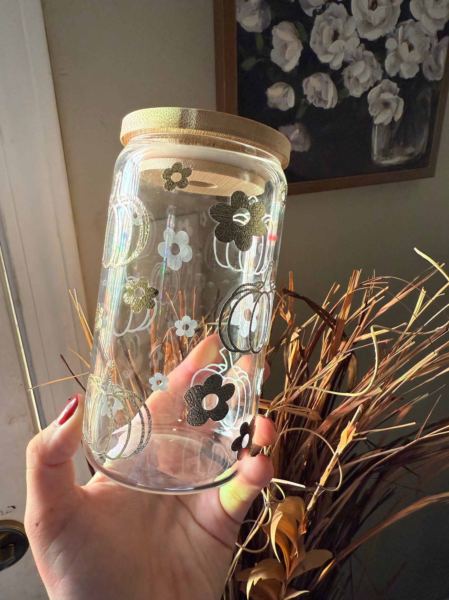 Golden Pumpkin Glass Cup | Pumpkin Cup