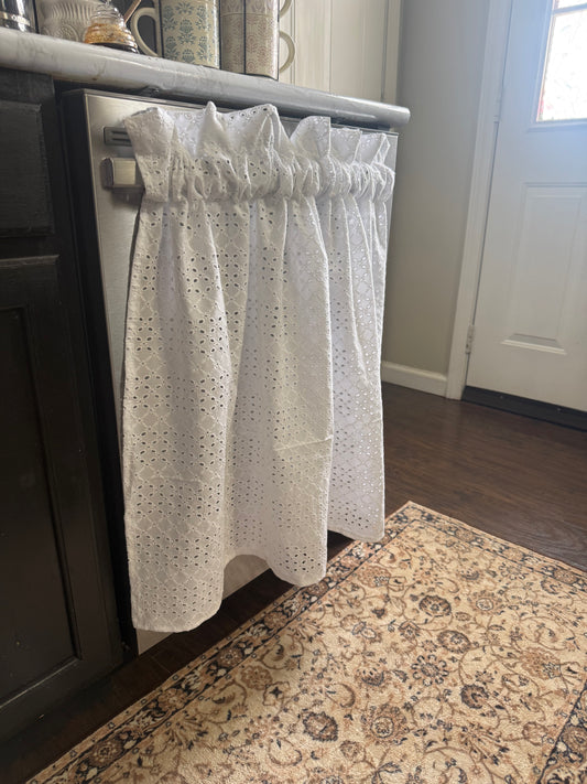 Cottage Core Lace Dishwasher Curtain | Vintage Lace with Ruffles Dishwasher Curtain