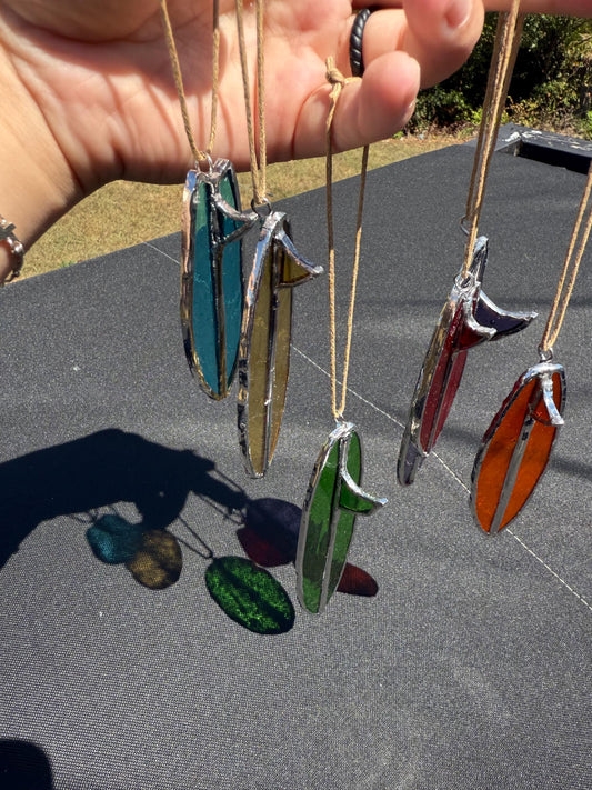 Tiny Surfboard Stained Glass Suncatchers | Surfboard Car Ornament | Surfboard Keychain
