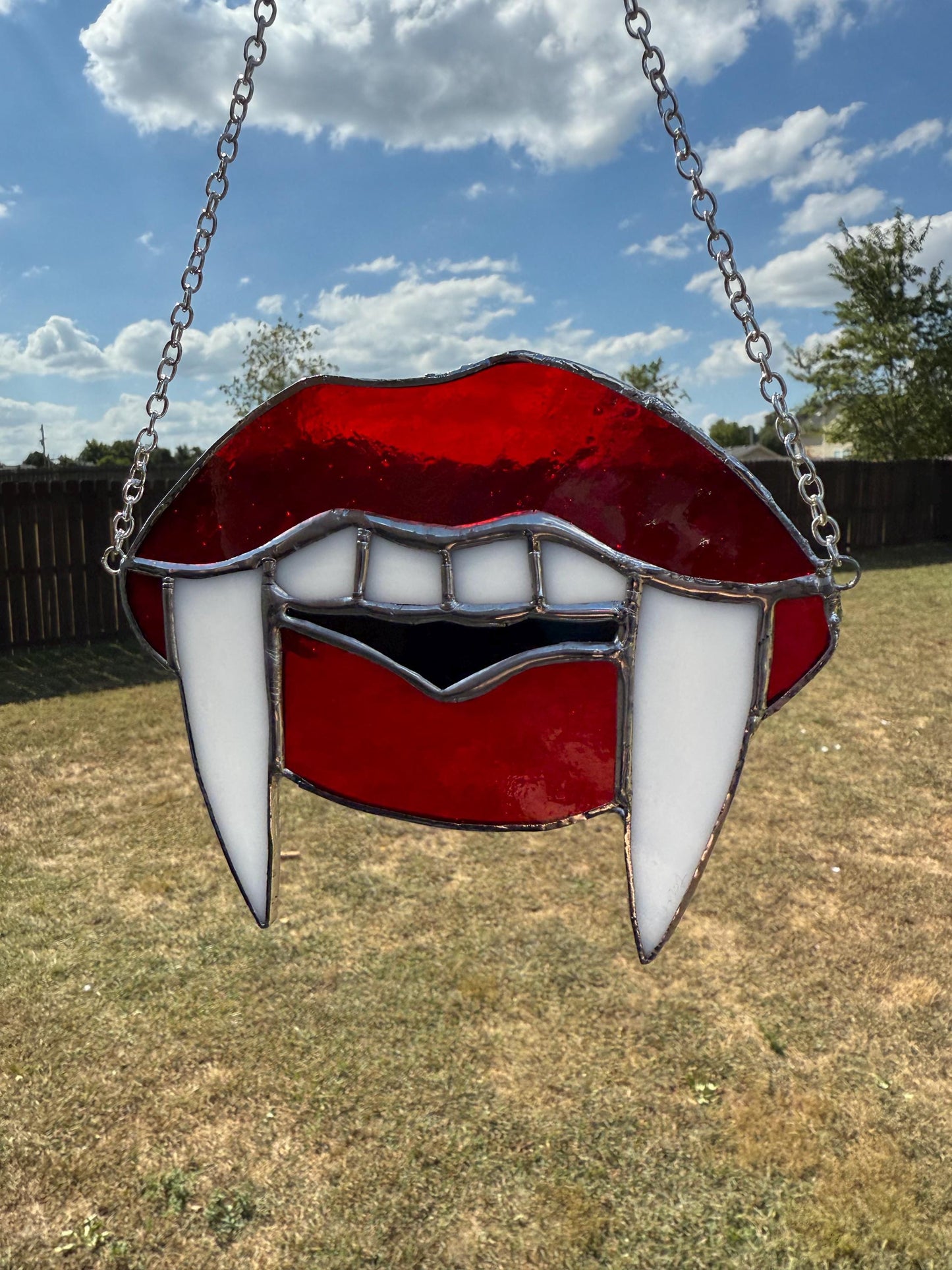 Juicy Vampire Lips Stained Glass Suncatcher/ Gothic Decor