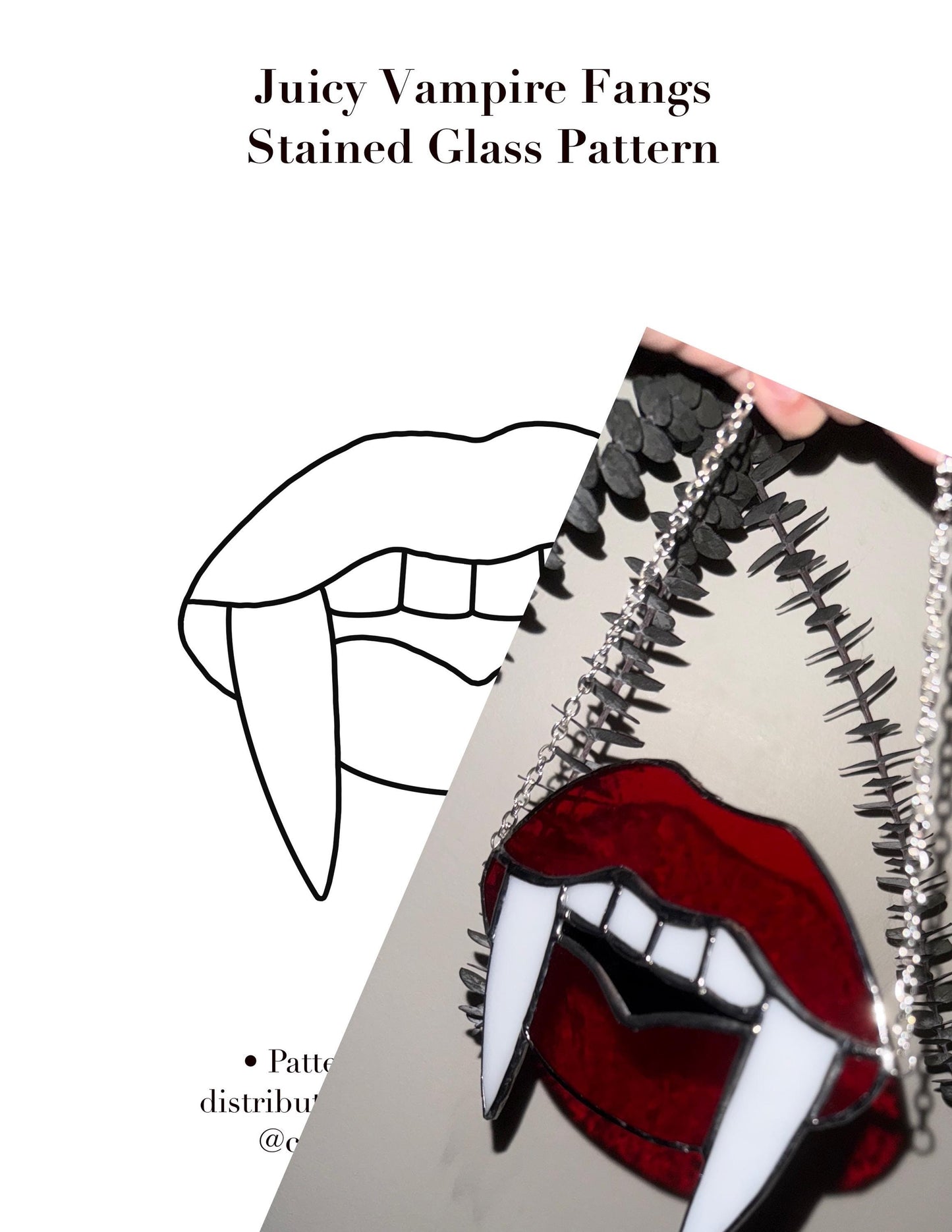 Juicy Vampire Fangs Stained Glass Pattern