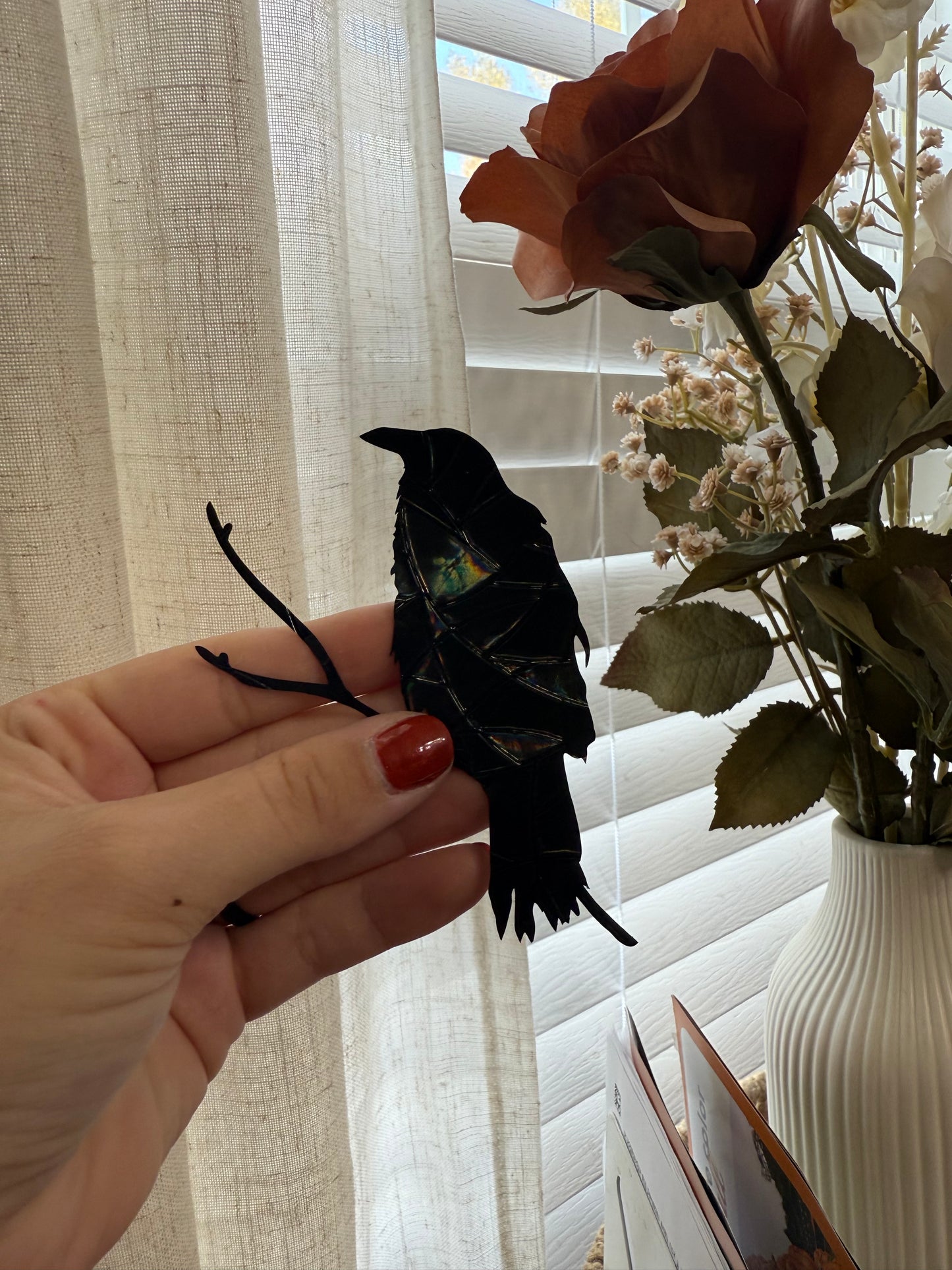 Crow Suncatcher | Halloween Window Sticker | Suncatcher Window Cling | Rainbow Window Decal