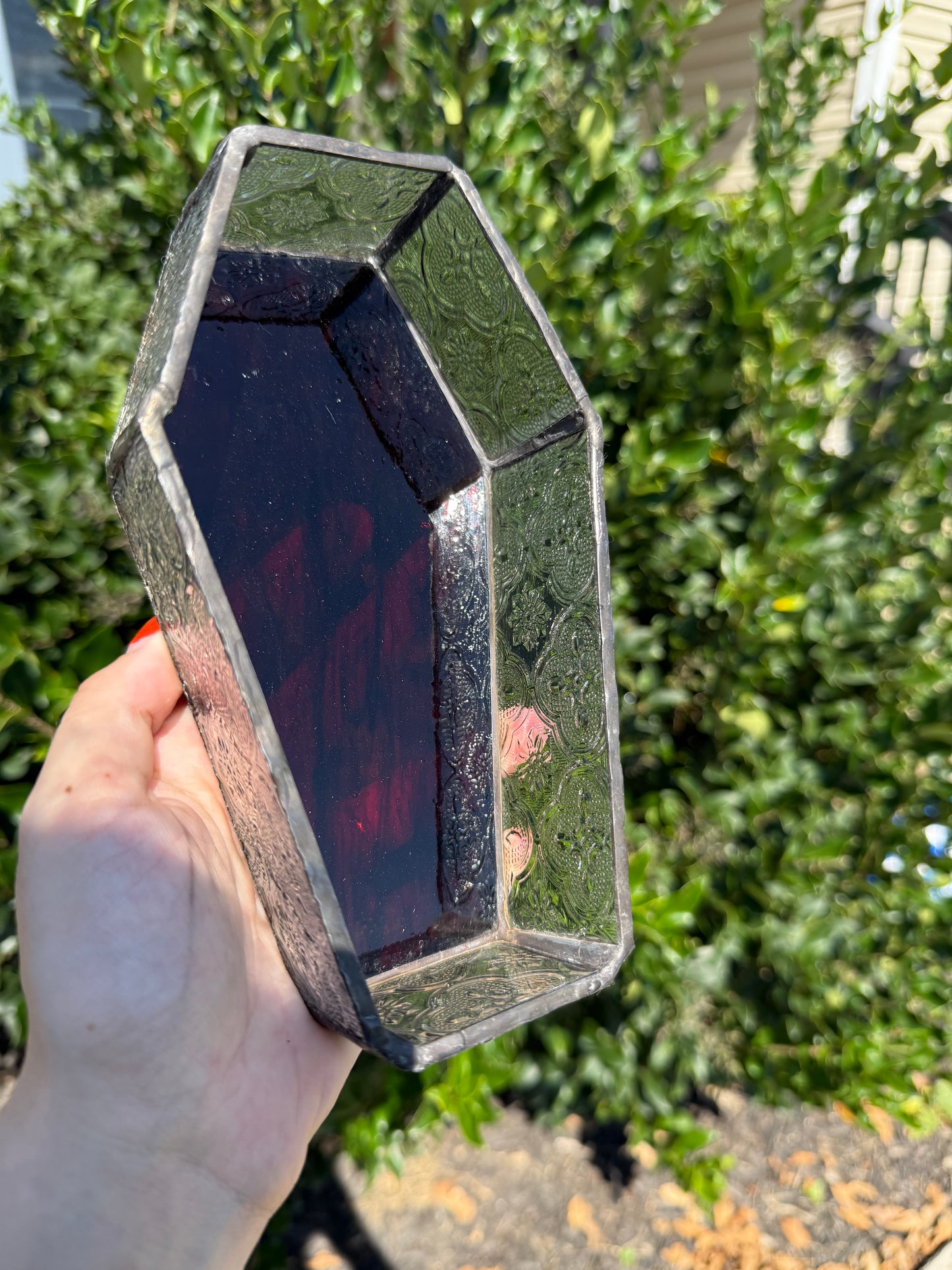 Coffin Stained Glass Jewelry Holder | Halloween Trinket Dish