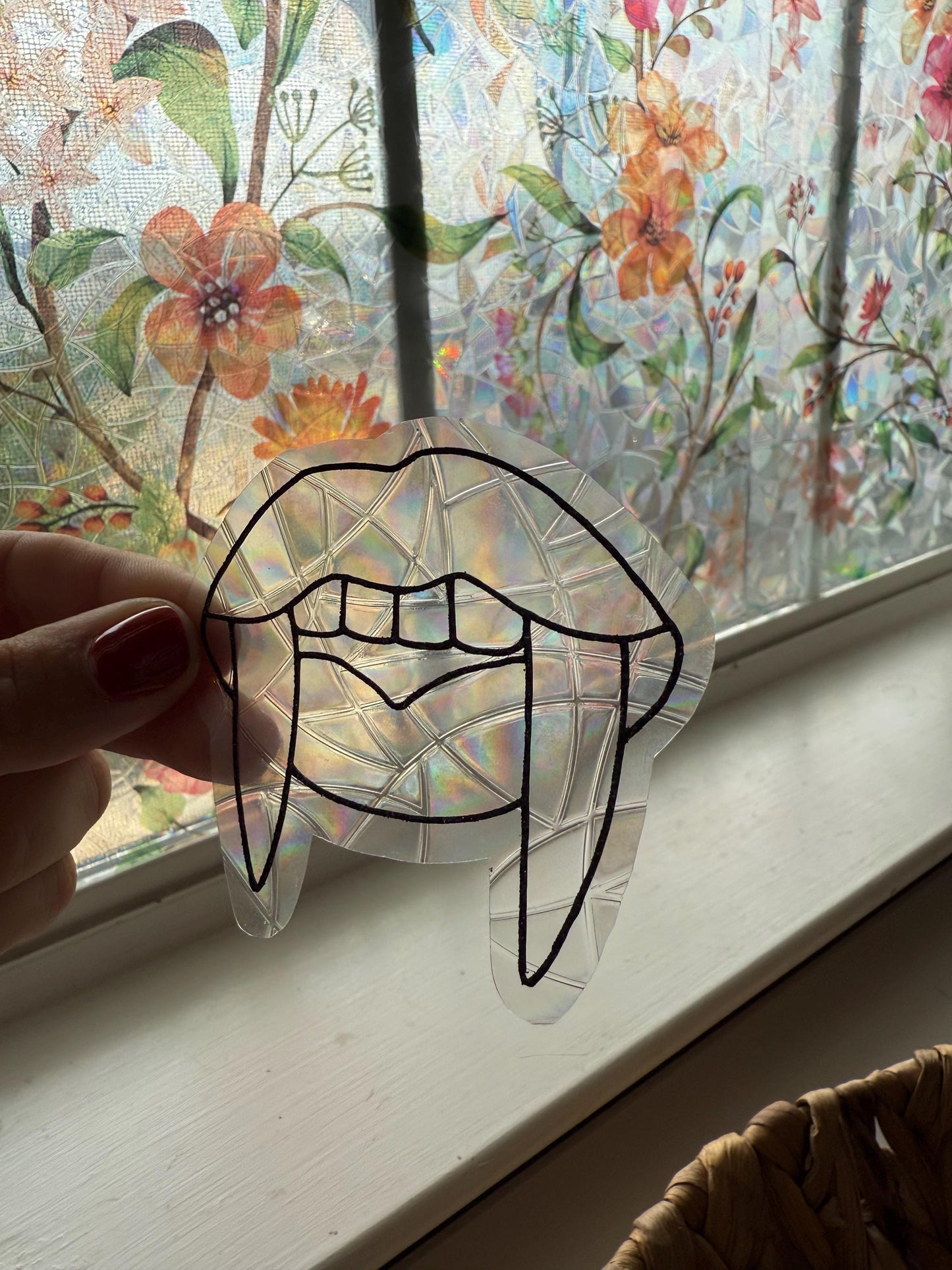 Juicy Vampire Lips Suncatcher | Halloween Window Sticker | Suncatcher Window Cling | Rainbow Window Decal