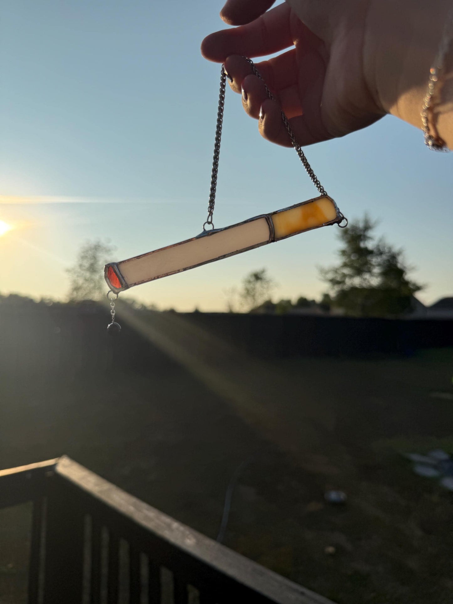 Cigarettes and Dreams Stained Glass Suncatcher | Goth Babe Decor