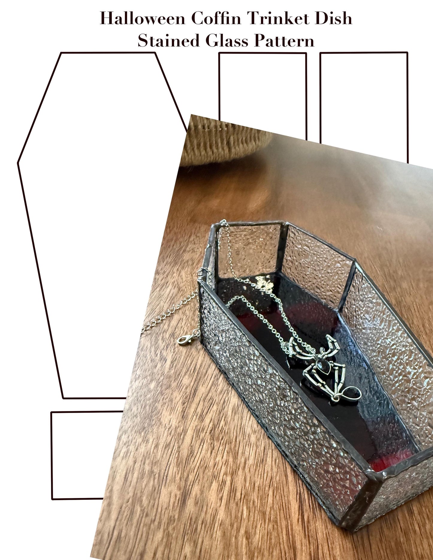 Halloween Coffin Trinket Dish Stained Glass Pattern