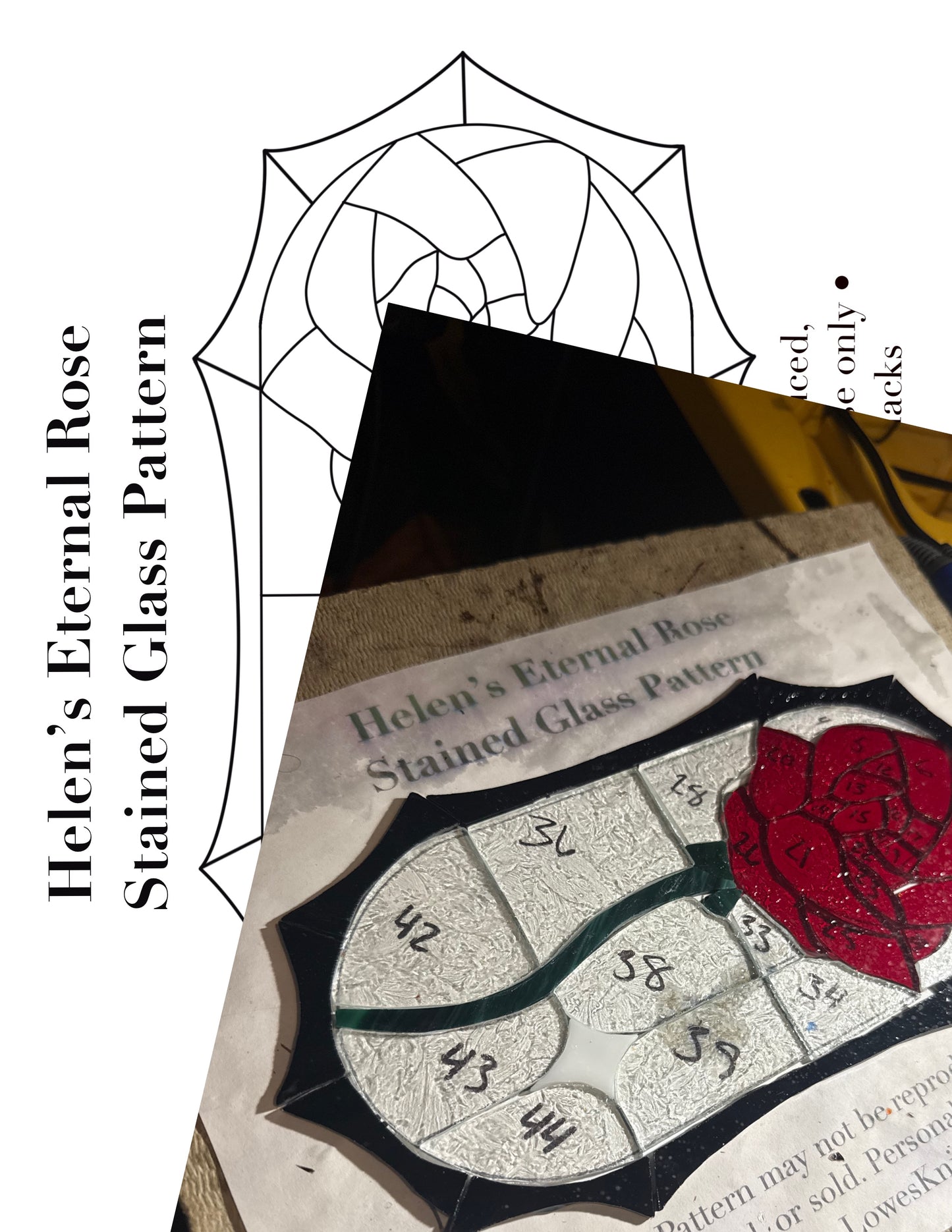Helen’s Eternal Rose Stained Glass Suncatcher Pattern | Rose Pattern in Memory of My Late Mother