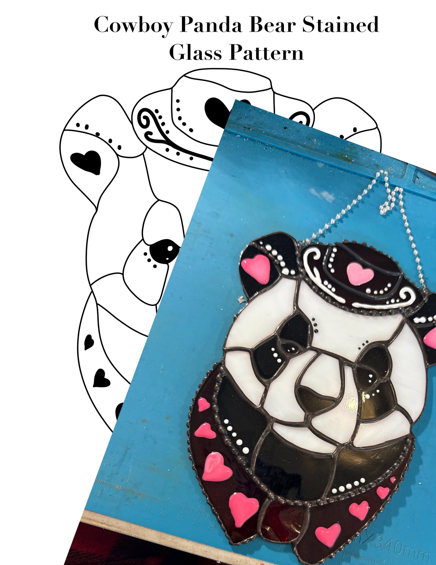 Cowboy Panda Bear Stained Glass Pattern