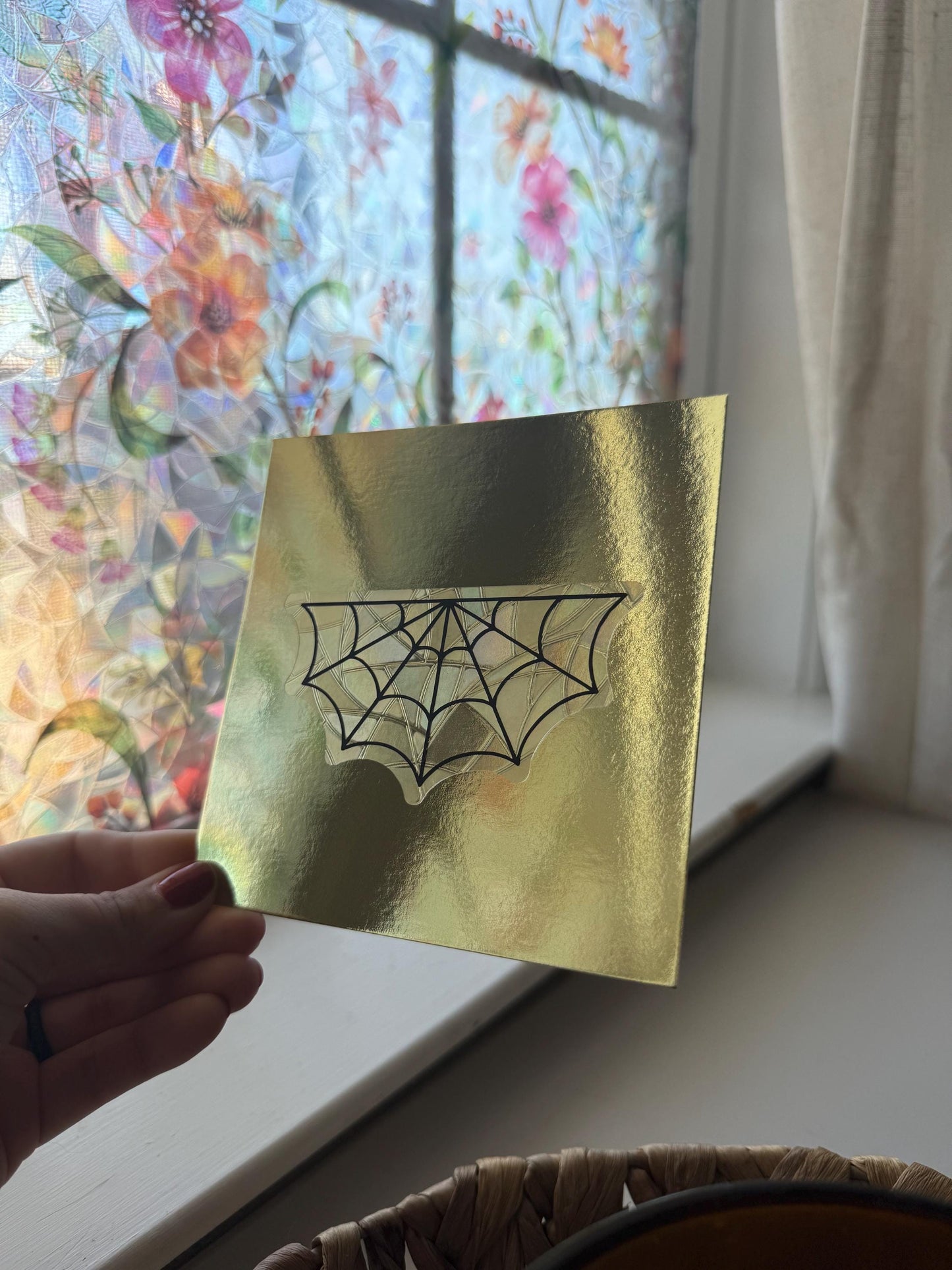 Spiderweb Suncatcher | Web Window Sticker | Suncatcher Window Cling | Rainbow Window Decal