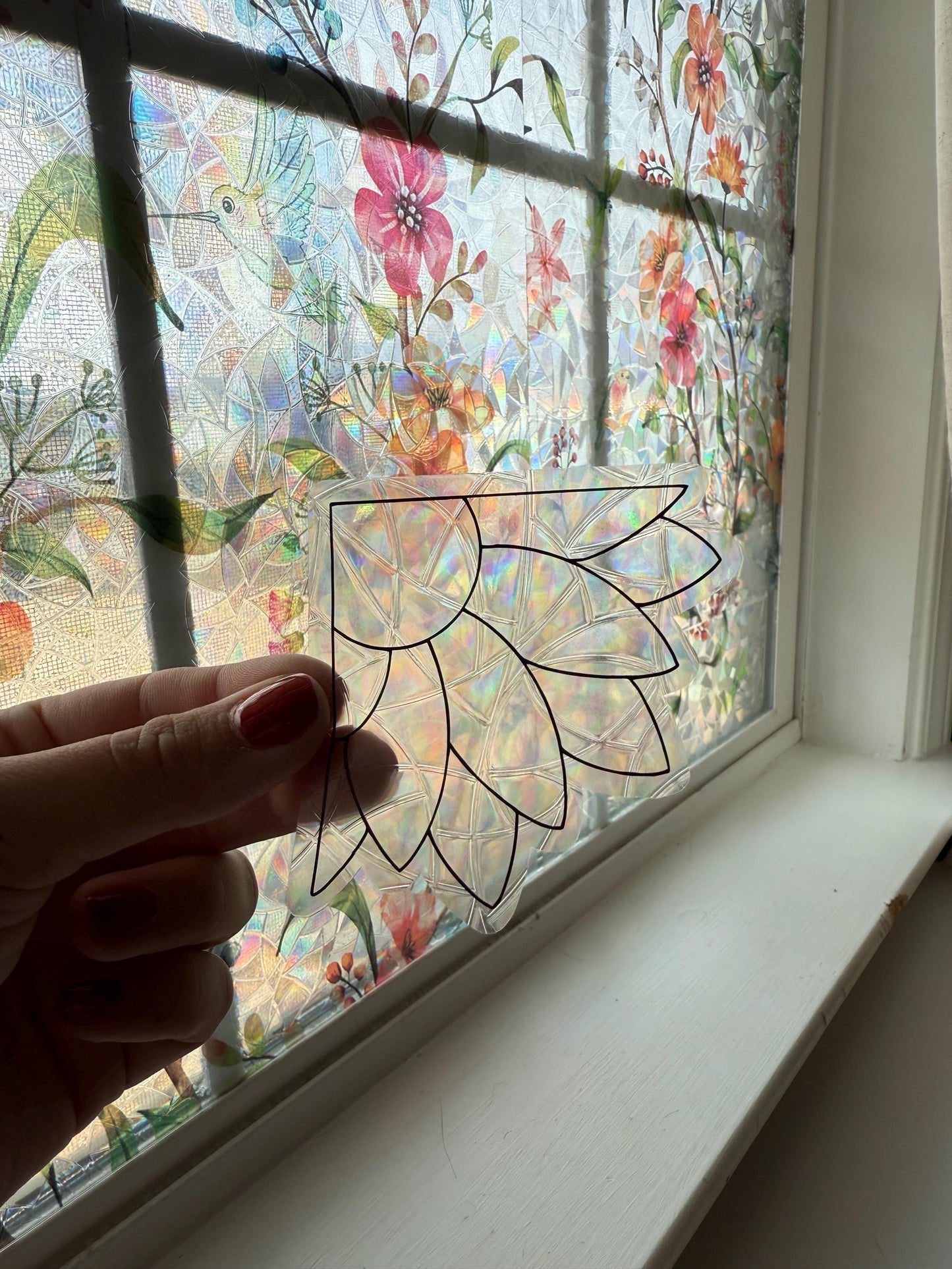 Daisy Corner Suncatcher | Daisy Window Sticker | Suncatcher Window Cling | Rainbow Window Decal