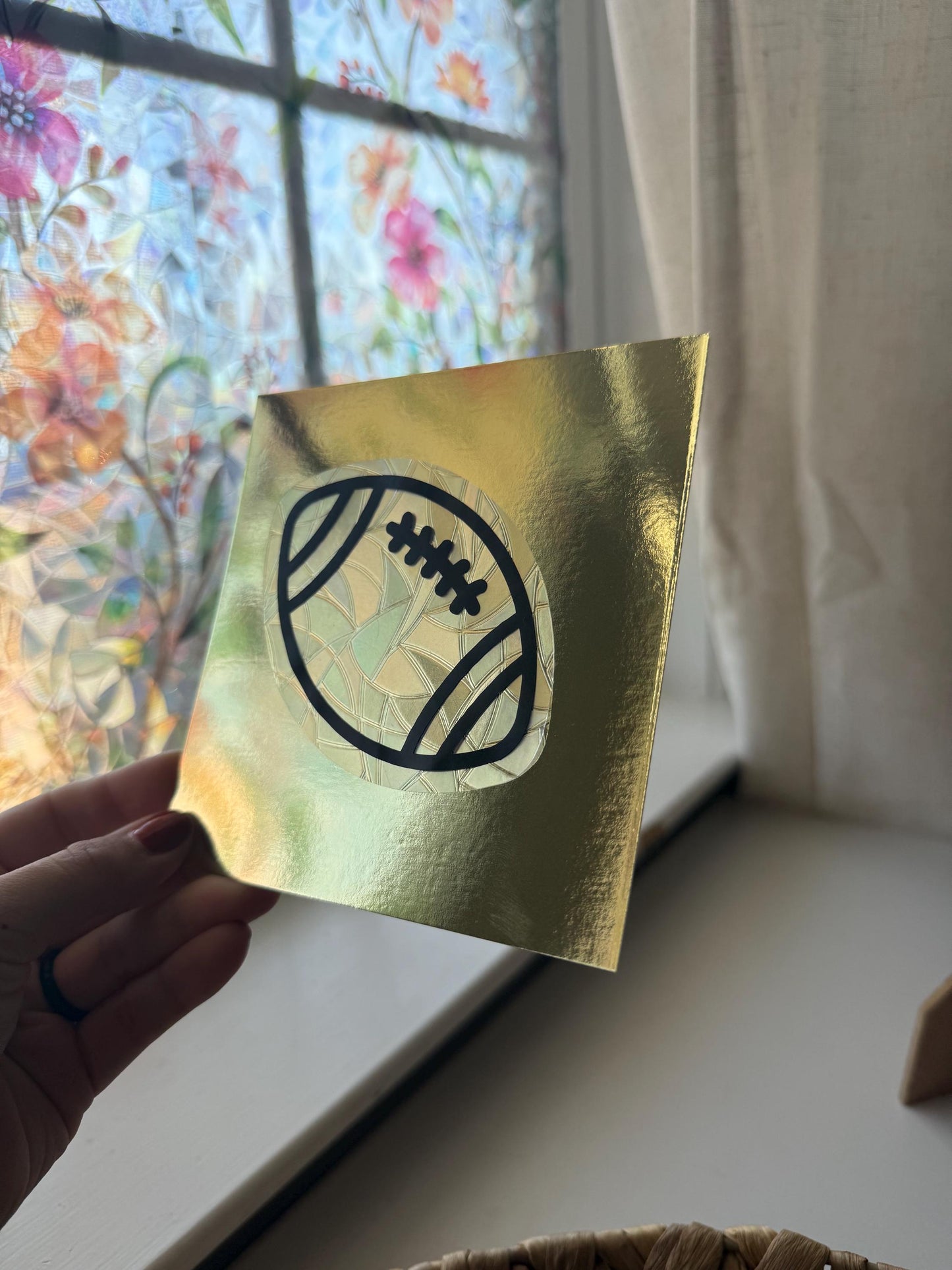 Football Suncatcher | Sports Window Sticker | Suncatcher Window Cling | Rainbow Window Decal