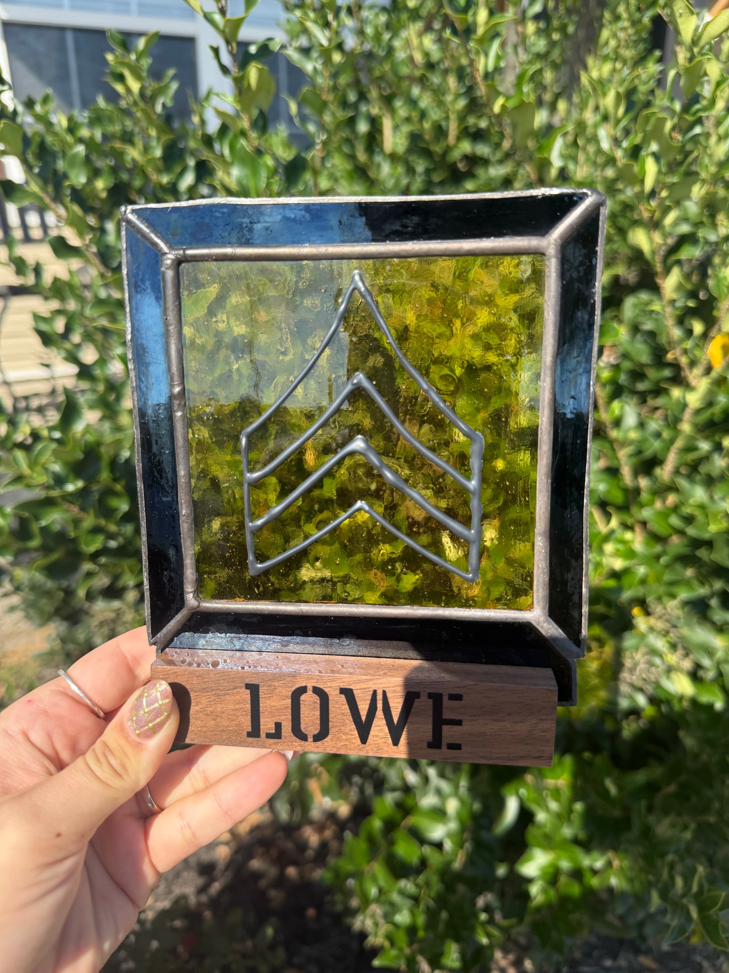 Custom Army Rank Stained Glass Plaque