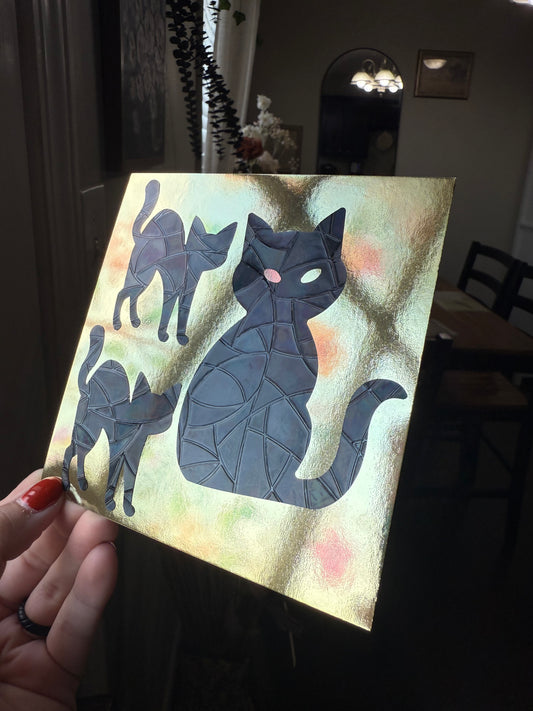 Black Cats Suncatcher | Cats Window Sticker | Suncatcher Window Cling | Rainbow Window Decal