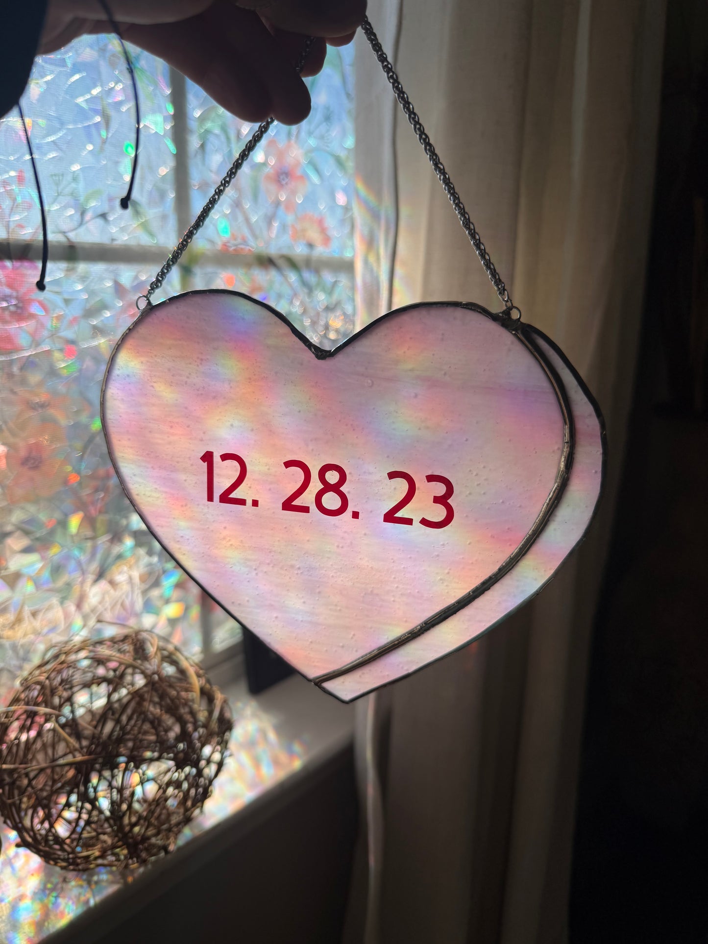 Sweethearts Candy Stained Glass Suncatcher | Customizable Conversation Heart