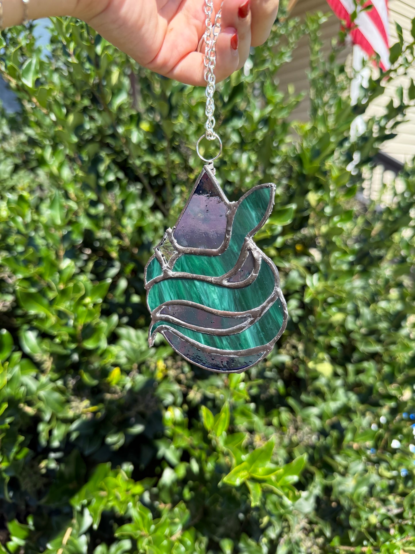 Raindrop Snake Stained Glass Suncatcher | Hand Cut Glass Art