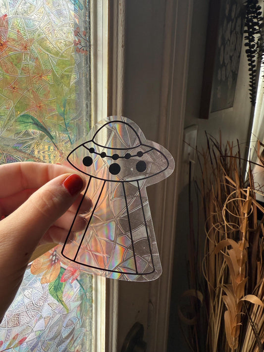 UFO Suncatcher | Gothic Window Sticker | Suncatcher Window Cling | Rainbow Window Decal