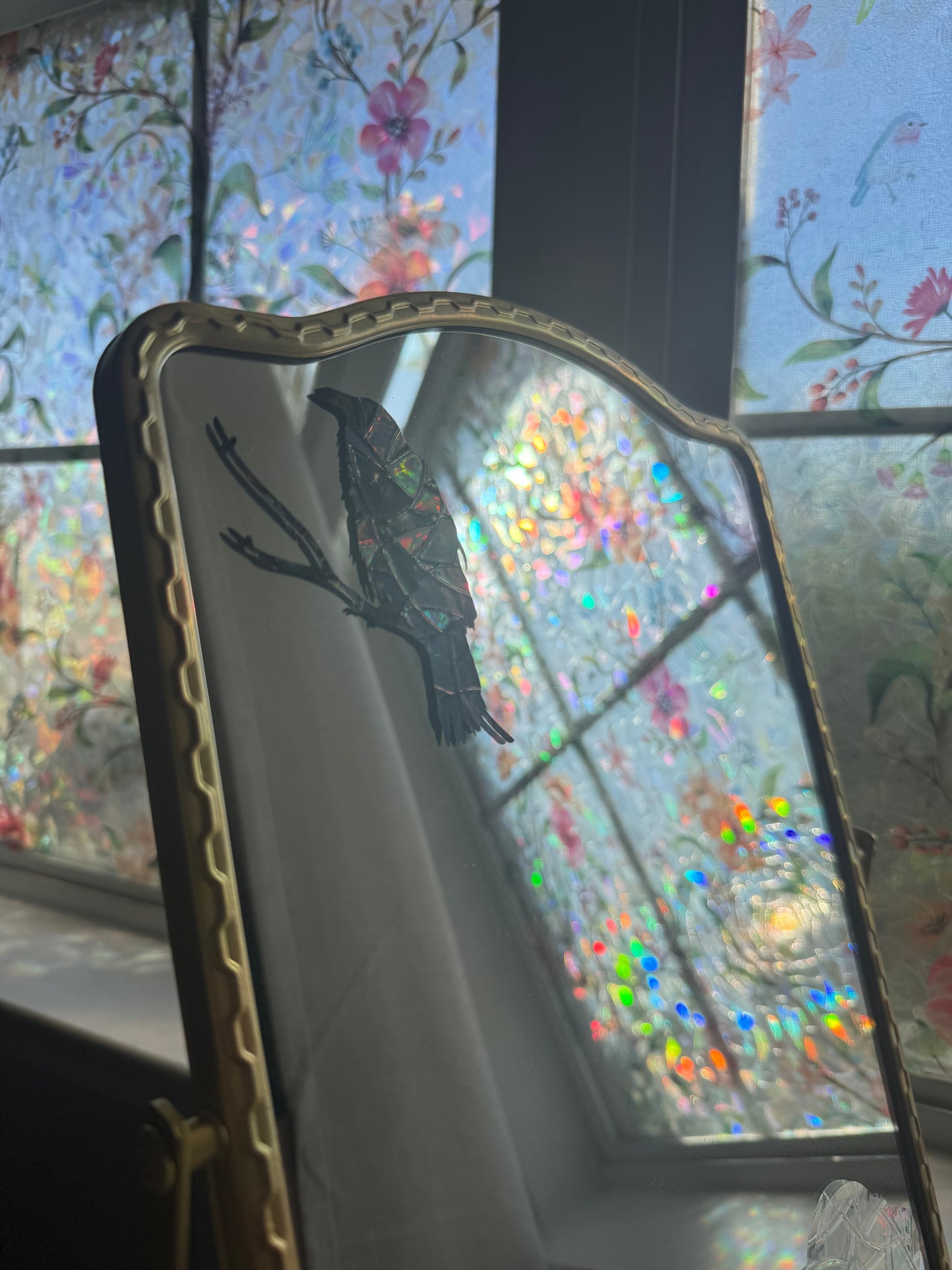 Crow Suncatcher | Halloween Window Sticker | Suncatcher Window Cling | Rainbow Window Decal