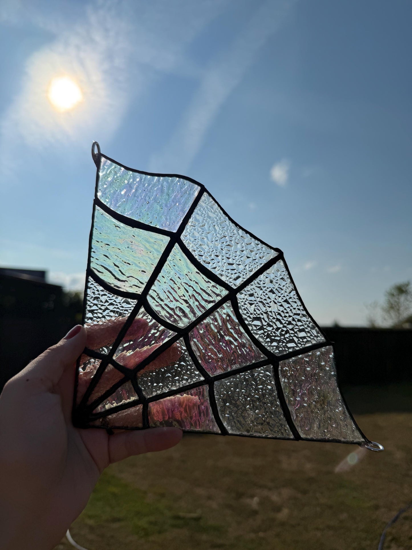 Spiderweb Door/Window Corner Stained Glass Suncatcher