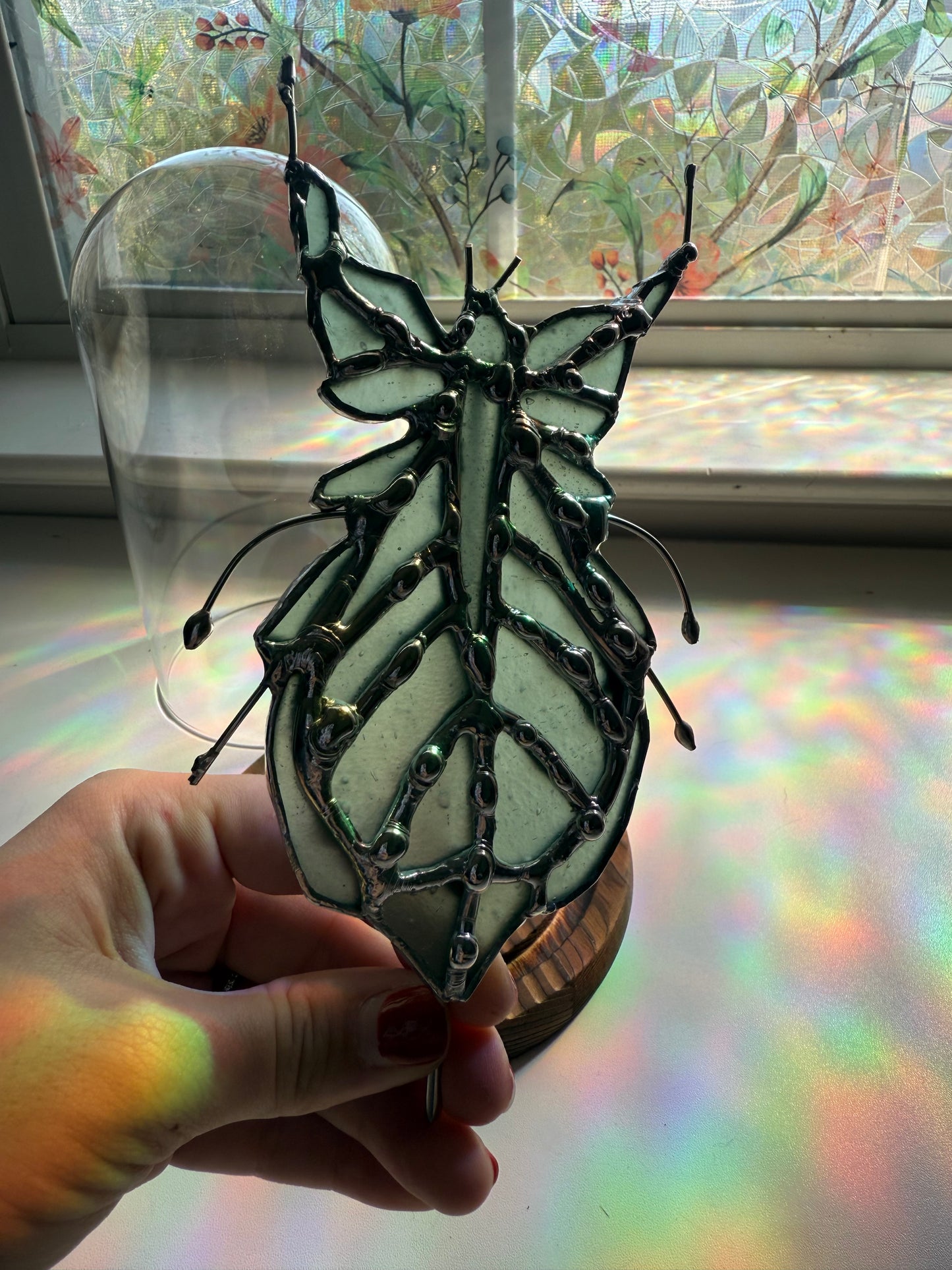 Prying Mantis Stained Glass Suncatcher Specimen