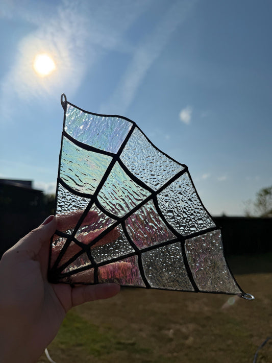 Spiderweb Door/Window Corner Stained Glass Suncatcher