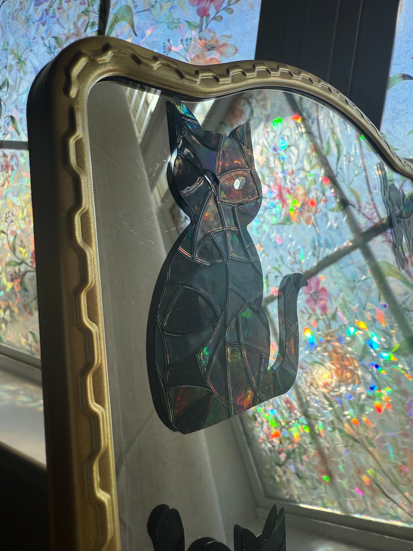 Black Cats Suncatcher | Cats Window Sticker | Suncatcher Window Cling | Rainbow Window Decal