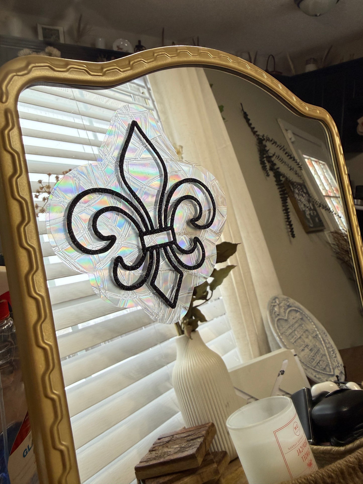 Fleur De Lis Suncatcher Window Cling | New Orlean Saints Window Cling