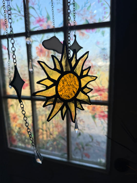 Sun and Stars Stained Glass Windchime Pattern