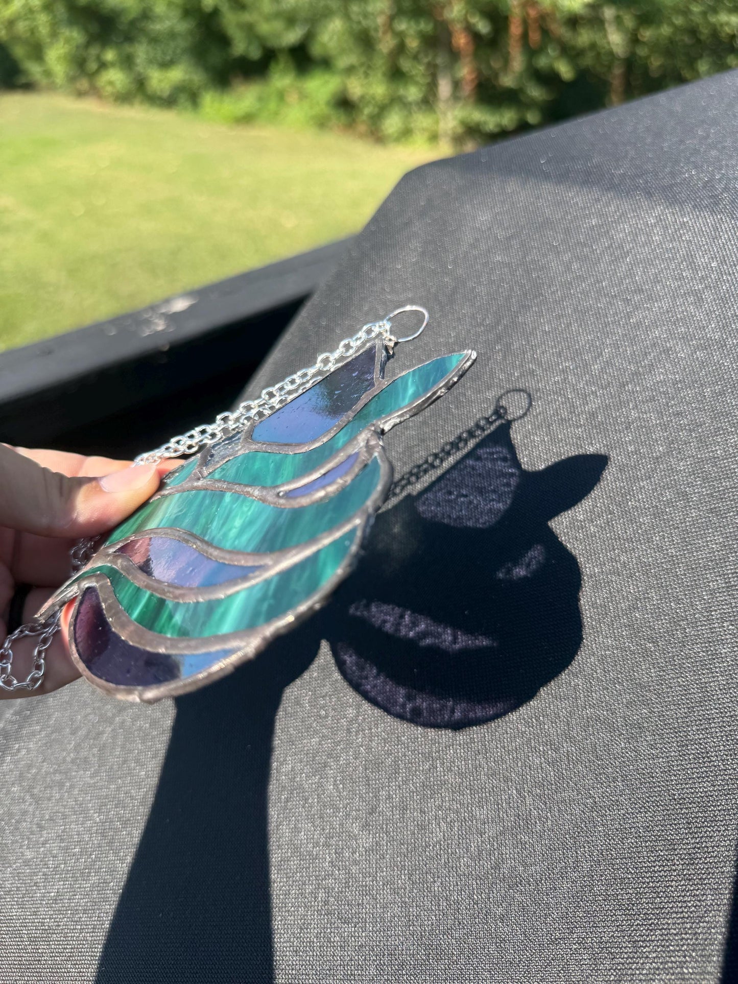 Raindrop Snake Stained Glass Suncatcher | Hand Cut Glass Art
