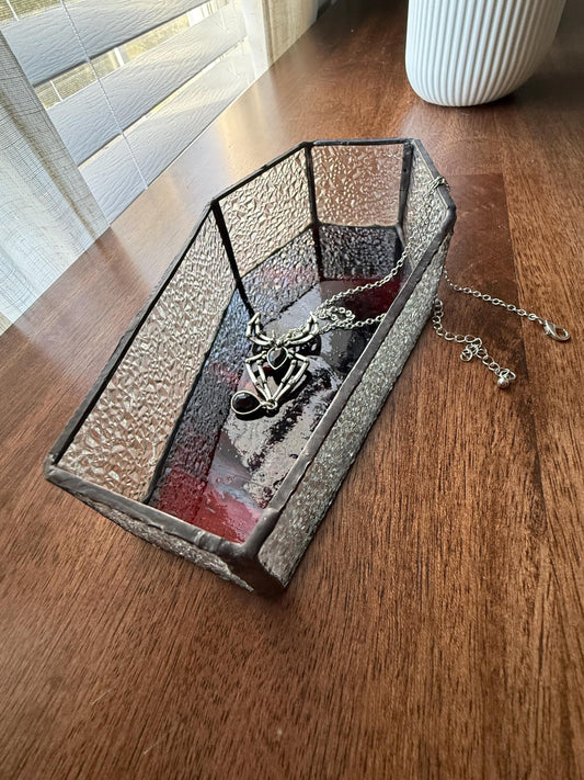 Halloween Coffin Trinket Dish Stained Glass Pattern