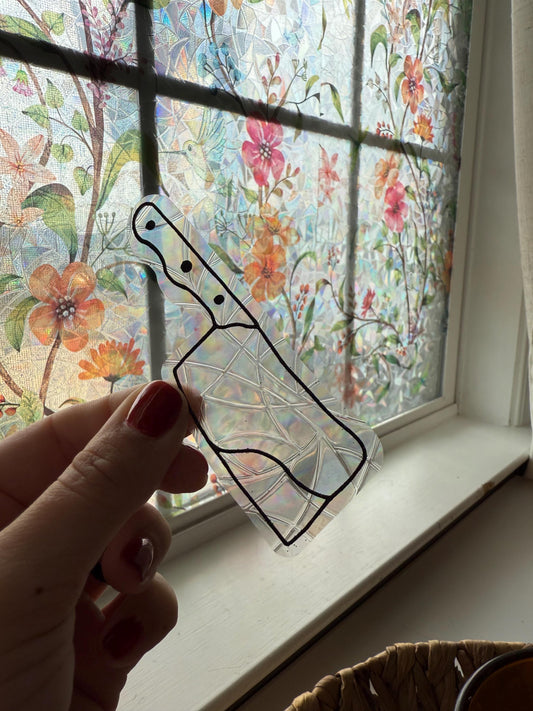Bloody Knife Suncatcher | Halloween Window Sticker | Suncatcher Window Cling | Rainbow Window Decal