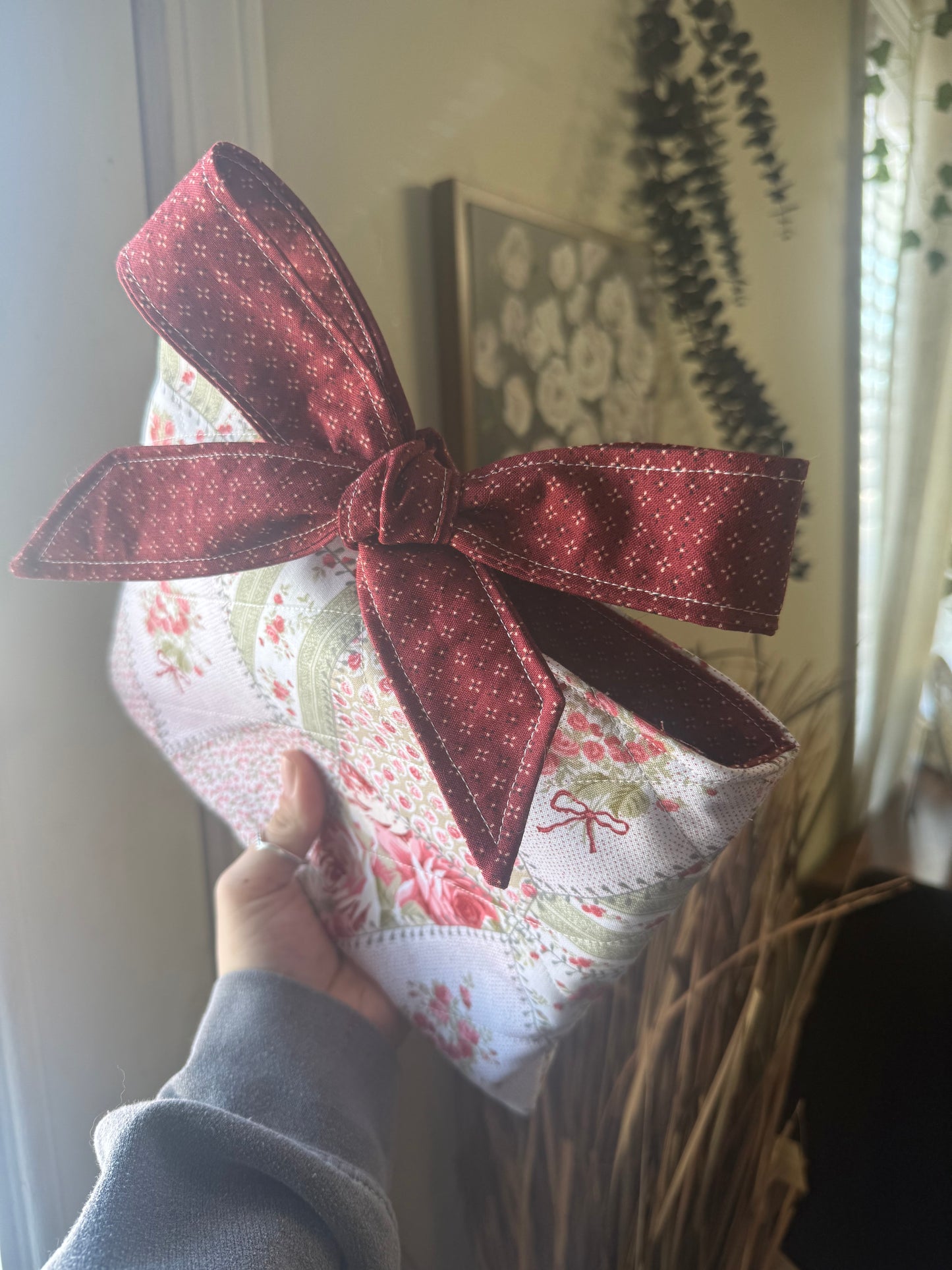 Book Sleeve with Vintage Ribbon | Quilted Bible Book Cover with Bow