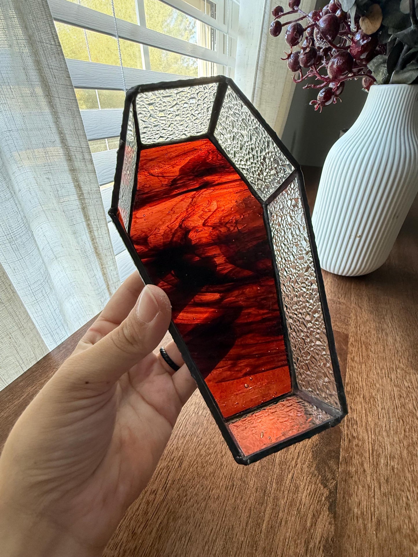 Halloween Coffin Stained Glass Jewelry Holder