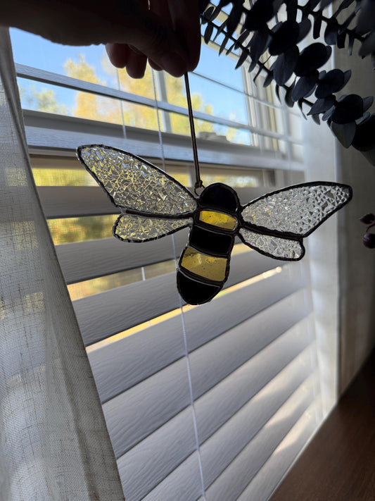 Honey Bee Stained Glass Suncatcher| Bumblebee Suncatcher | Honey Bee Window Decor
