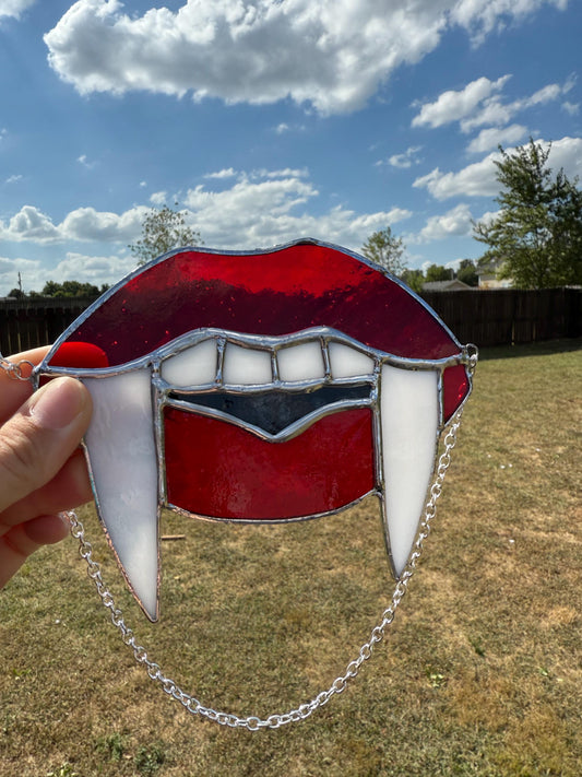 Juicy Vampire Lips Stained Glass Suncatcher/ Gothic Decor