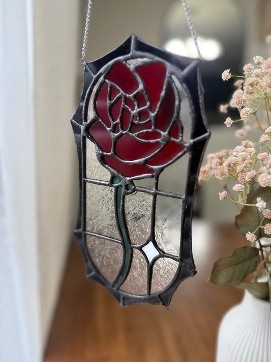 Helen’s Eternal Rose Stained Glass Suncatcher Pattern | Rose Pattern in Memory of My Late Mother