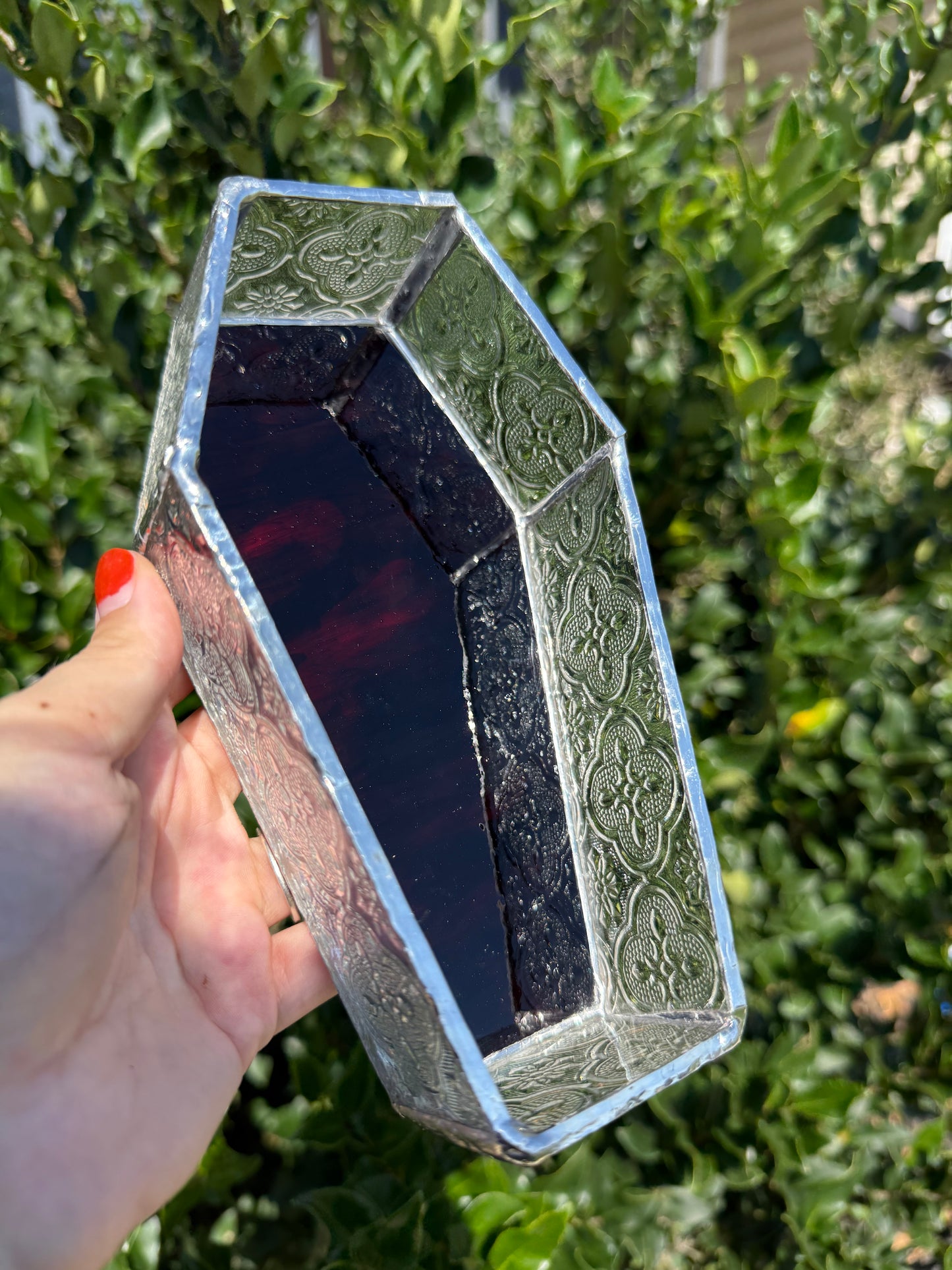 Coffin Stained Glass Jewelry Holder | Halloween Trinket Dish