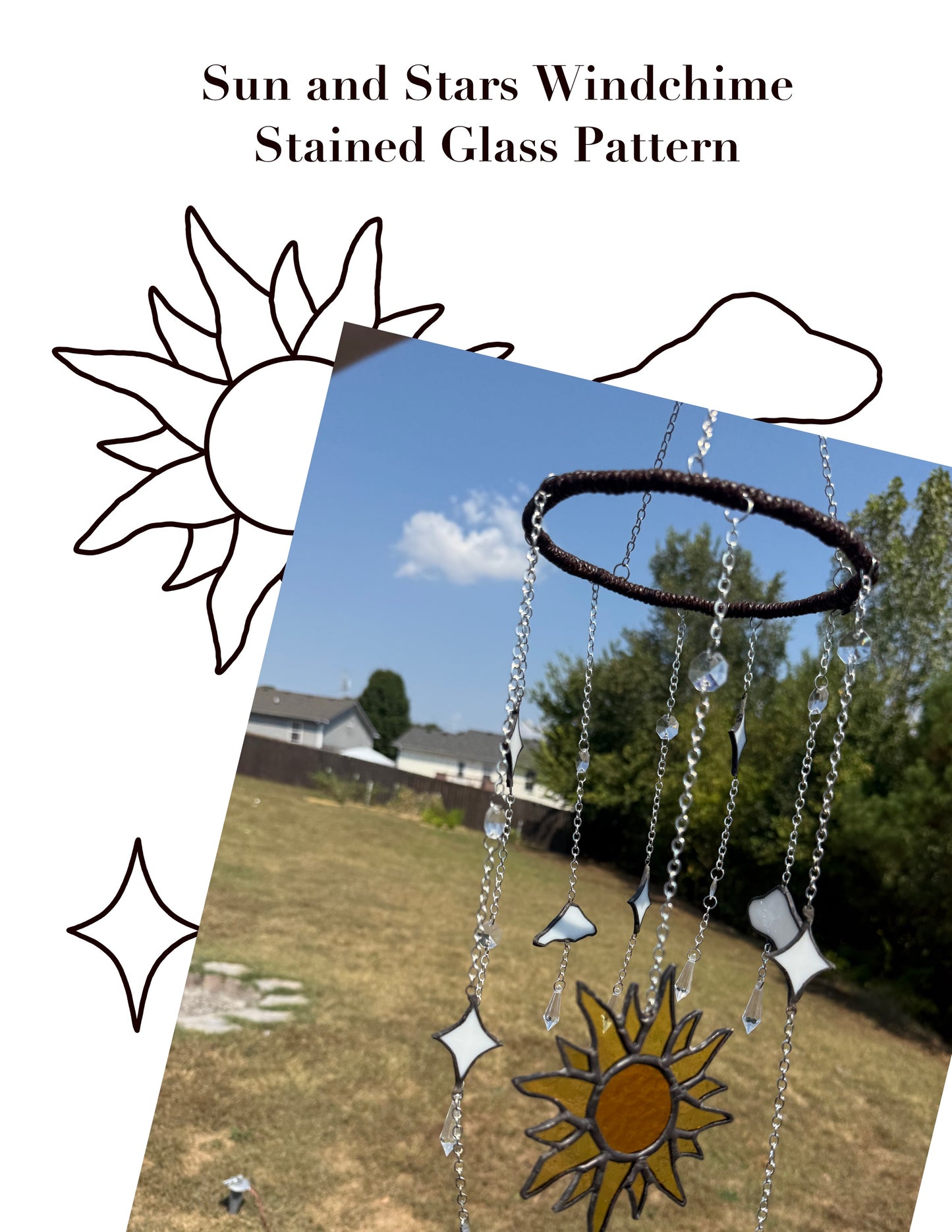 Sun and Stars Stained Glass Windchime Pattern