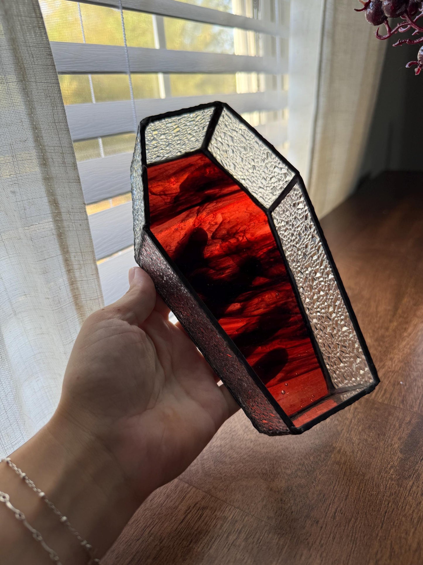 Halloween Coffin Stained Glass Jewelry Holder